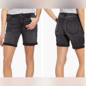 WIT & WISDOM ‘AB’ SOLUTION ROLL CUFF DENIM BLACK SHORTS SIZE 18 NEW